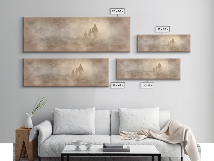 Path Of Light, Framed Canvas Print, Christian Wall Art, Jesus Painting, Panoramic Art, Christian Art Canvas, Christmas Wall Art