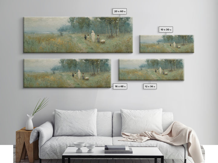 Morning Meadow | Framed Canvas Print | Christian Wall Art | Panoramic Frame | Christian Art Canvas | Jesus Painting | Christmas Art