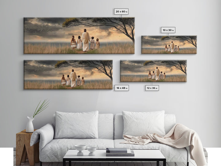 Evening Promise, Framed Canvas Print, Christian Art Canvas, Panoramic Wall Art, Christian Painting, Christmas Wall Art, Jesus Canvas Art