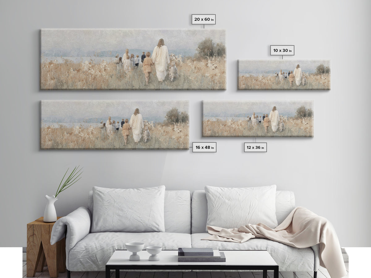 Shepherd’s Dawn – Framed Canvas Print – Christian Wall Art – Panoramic Art – Christian Christmas Art – Jesus Painting – Christian Art Work