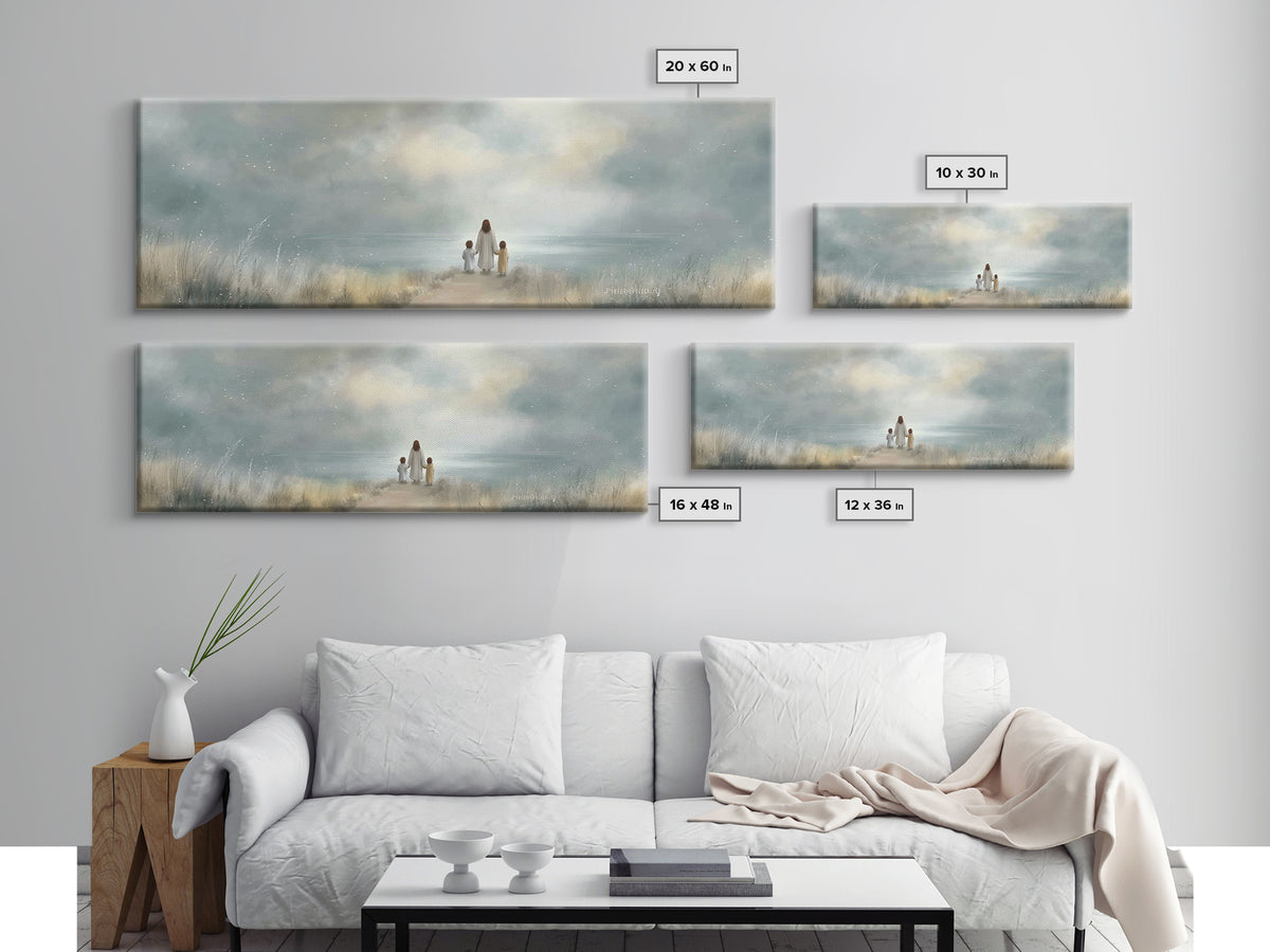 Quiet Flock | Framed Canvas Print | Christian Art Canvas | Panoramic Painting | Christian Wall Art | Christmas Art | Modern Christian Art