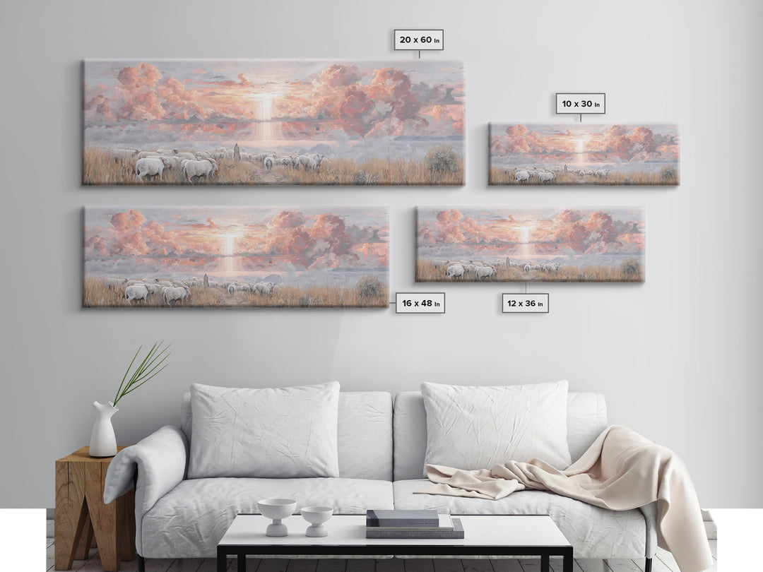 Stormlit Journey, Framed Canvas Print, Christian Wall Art, Panoramic Frame, Christian Art Canvas, Jesus Painting, Christian Christmas Decor