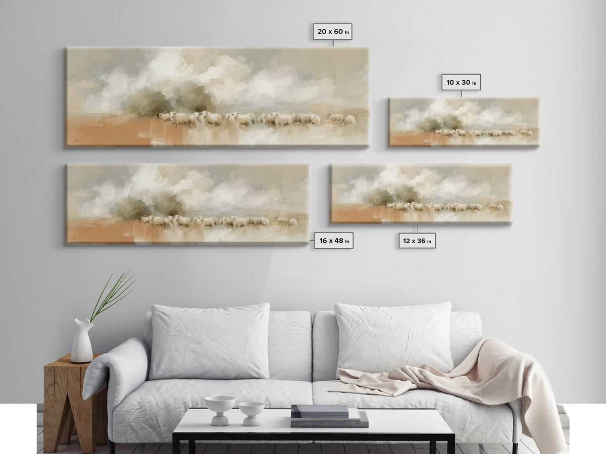 Gentle Shepherd – Framed Canvas Print – Christian Art Canvas – Panoramic Art – Christian Wall Art – Christmas Art – Jesus Painting