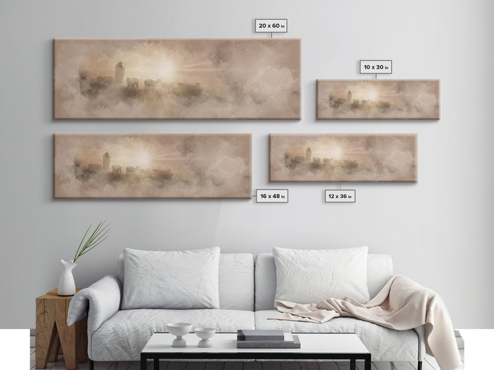 Radiant Horizon, Framed Canvas Print, Christian Art Canvas, Panoramic Wall Art, Christian Wall Art, Christmas Art, Modern Christian Art