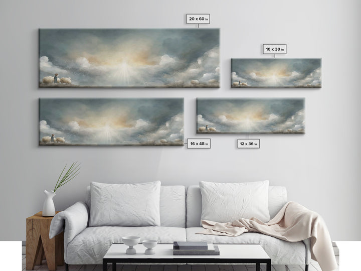 Shepherd’s Radiance – Framed Canvas Print – Panoramic Painting – Christian Wall Art – Christian Art Canvas – Christmas Art – Jesus Painting