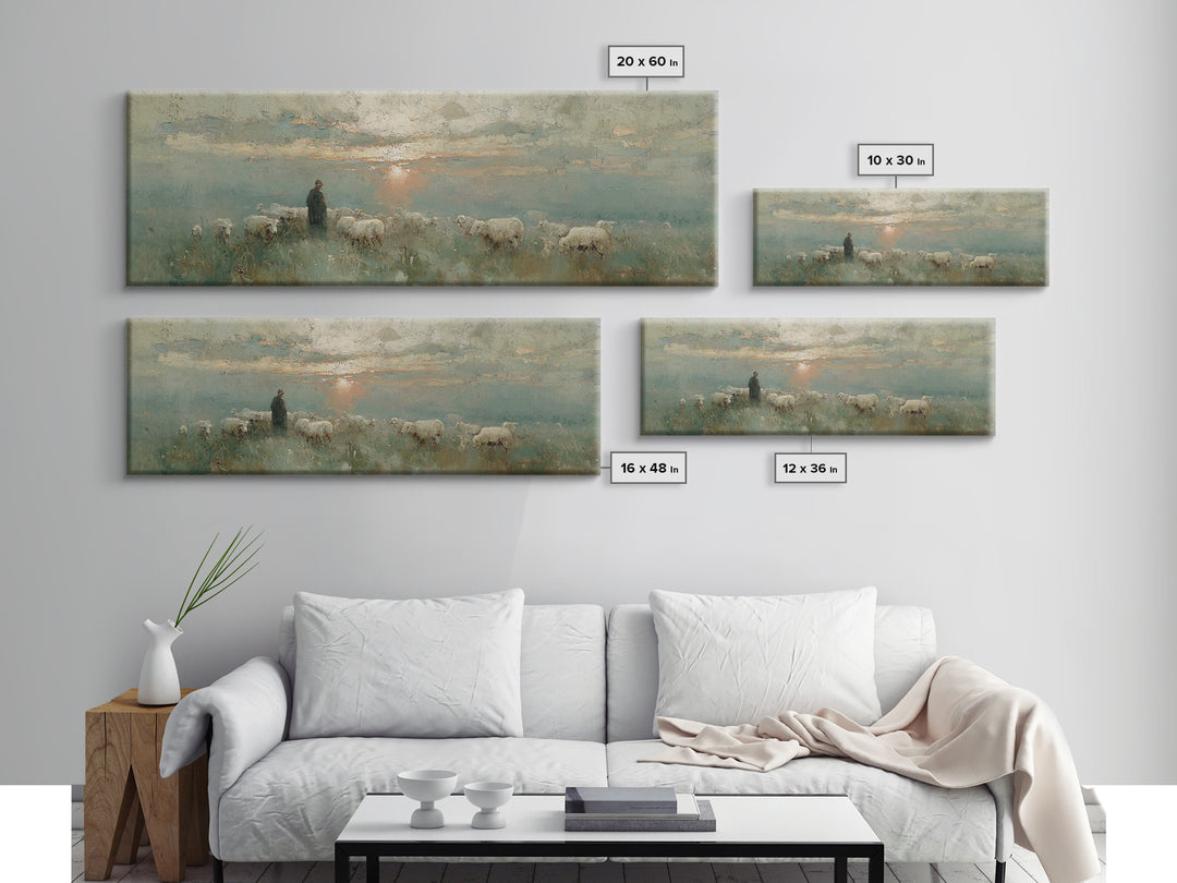 Horizon Of Peace, Framed Canvas Print, Panoramic Print, Christian Wall Art, Christian Art Canvas, Jesus Painting, Christmas Art