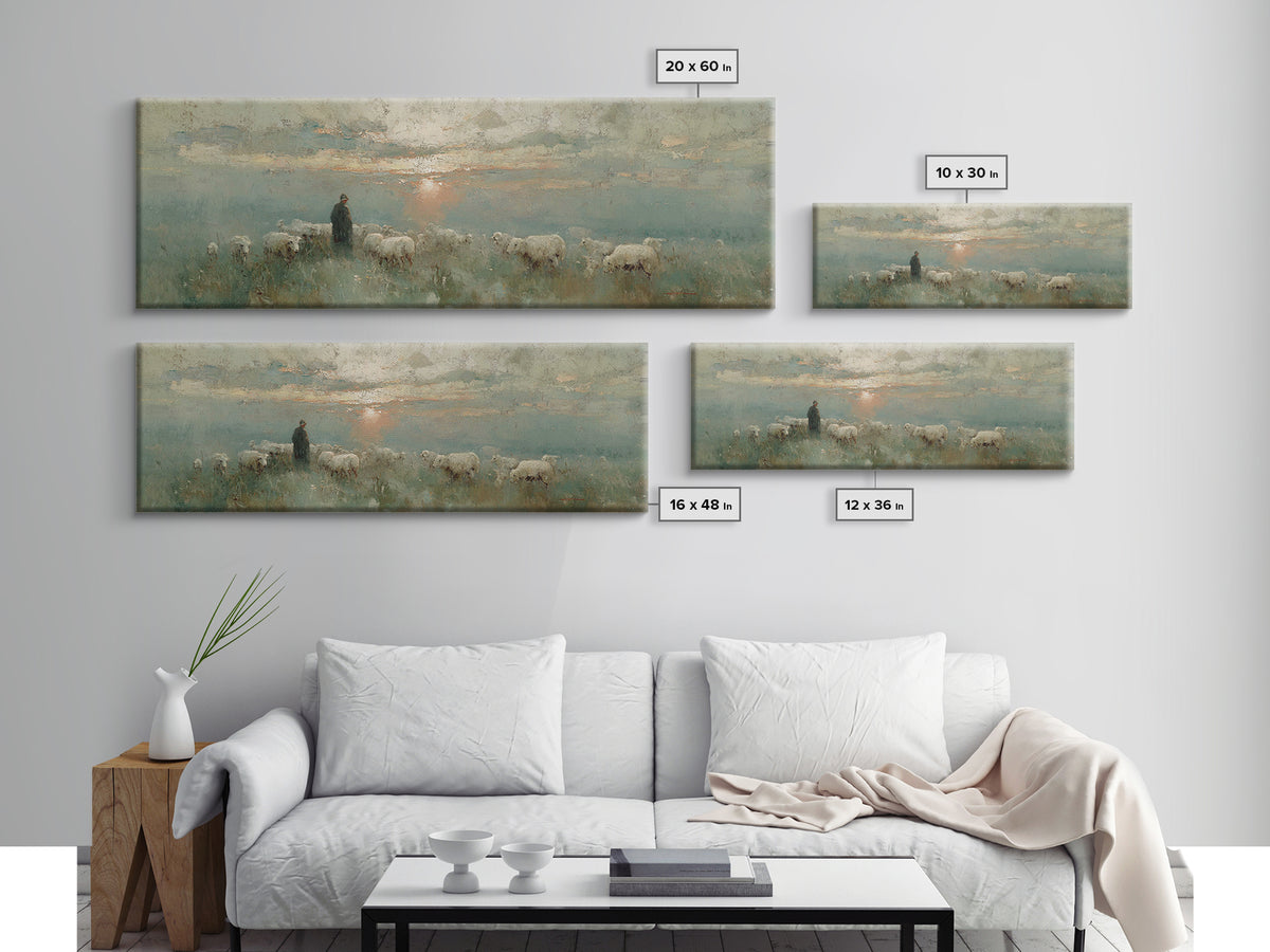 Horizon Of Peace, Framed Canvas Print, Panoramic Print, Christian Wall Art, Christian Art Canvas, Jesus Painting, Christmas Art