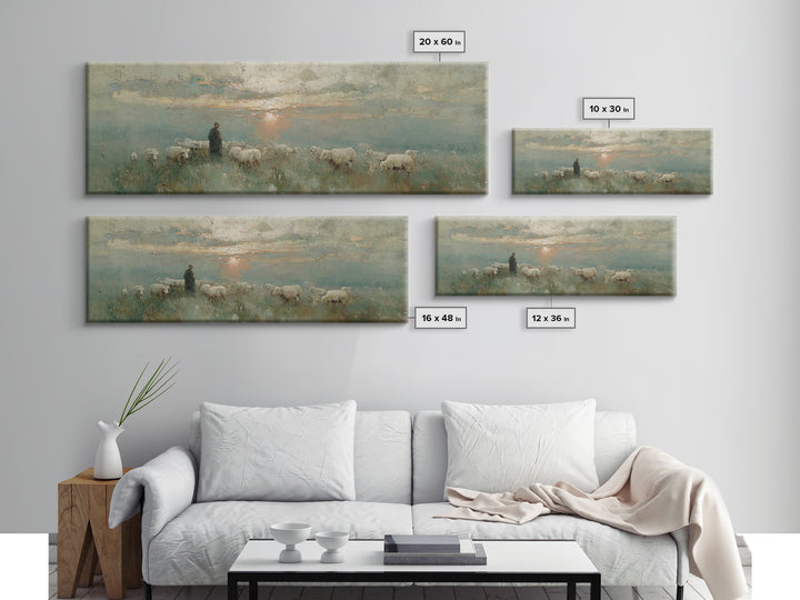 Horizon Of Peace, Framed Canvas Print, Panoramic Print, Christian Wall Art, Christian Art Canvas, Jesus Painting, Christmas Art
