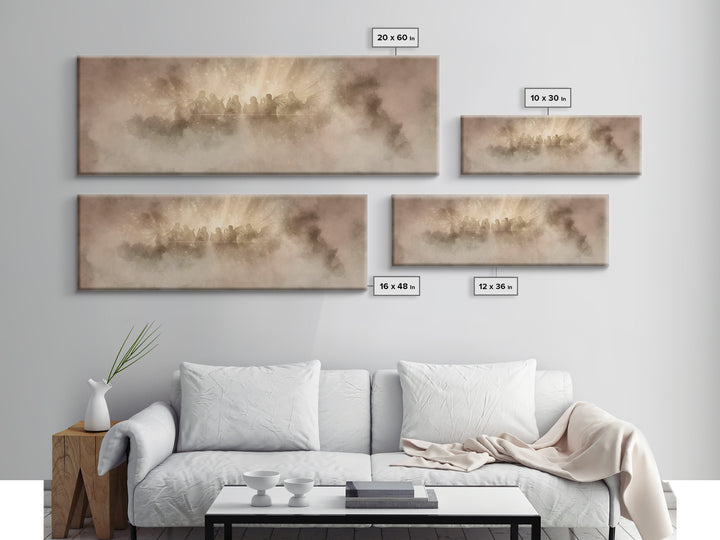 Celestial Chorus, Framed Canvas Print, Christian Art Canvas, Panoramic Wall Art, Christmas Art, Christian Art Gift, Modern Christian Art