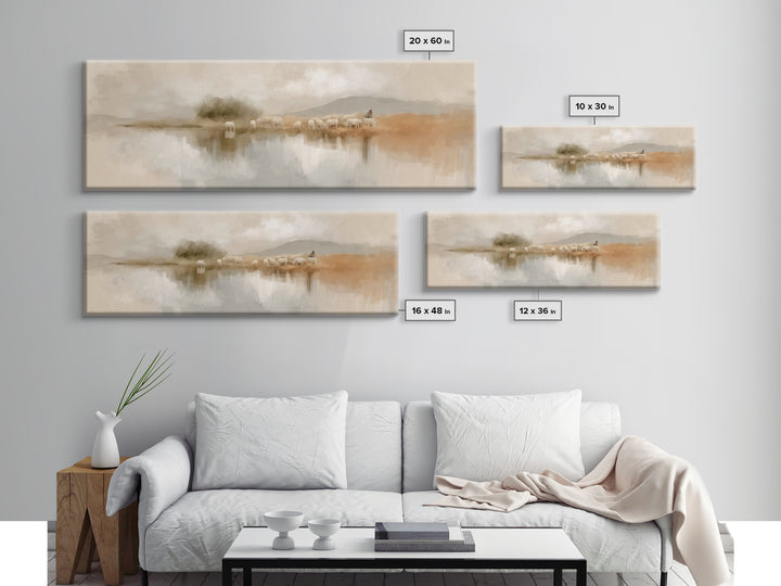 Still Waters Grace, Framed Canvas Print, Panoramic Wall Art, Christian Art Print, Jesus Canvas Art, Christian Christmas Art, Christian Deco