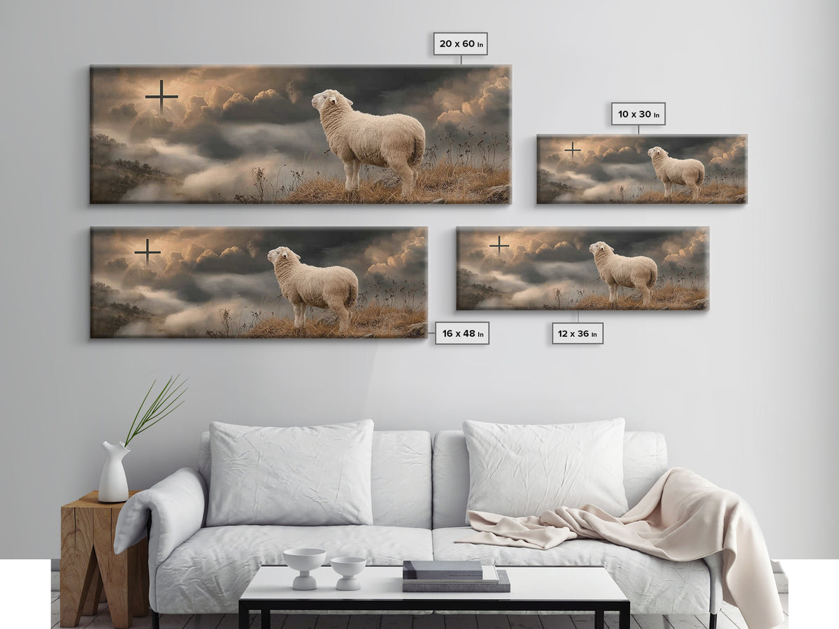 Dawn Of Salvation, Framed Canvas Print, Panoramic Painting, Christian Wall Art, Christian Art Canvas, Jesus Painting Canvas, Christmas Art