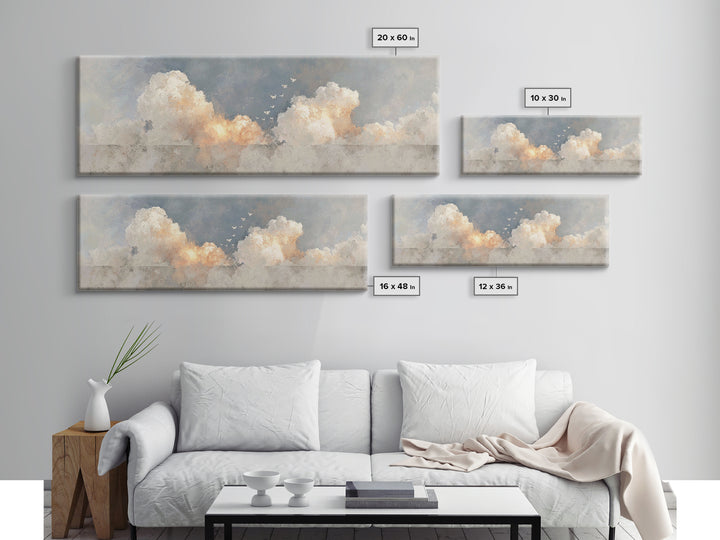 Doves Of Light | Framed Canvas Print | Christian Wall Art | Panoramic Art | Christian Art Print | Christmas Art | Minimalist Christian Art