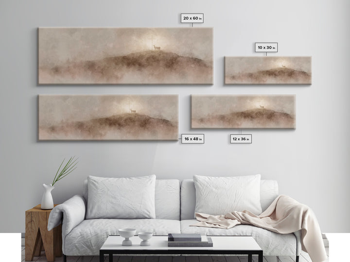 Lamb Of Dawn, Framed Canvas Print, Panoramic Wall Art, Christian Art Print, Christmas Art Work, Christian Wall Art, Modern Christian Art