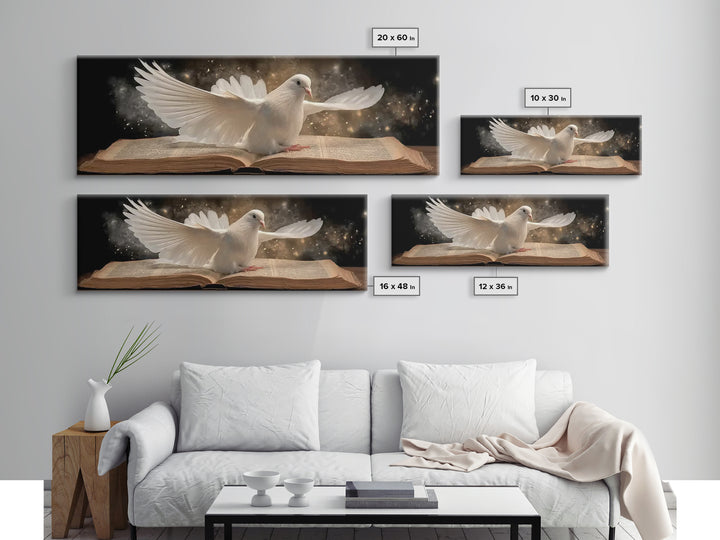 Holy Fire Light, Framed Canvas Print, Panoramic Frame, Christian Art Canvas, Moody Christian Art, Christian Christmas Decor, Christian Wall