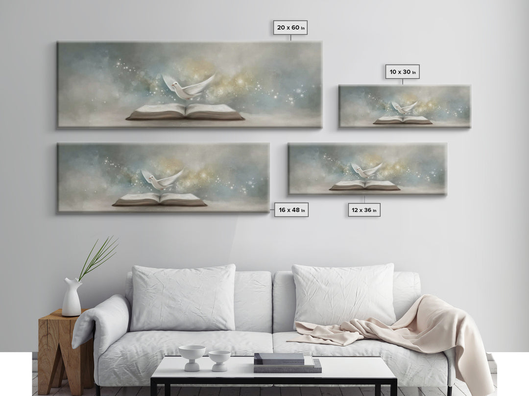 Spirit Of Scripture | Framed Canvas Print | Extra Wide Art | Christian Art Work | Christian Wall Art | Christmas Art Prints | Modern Christ