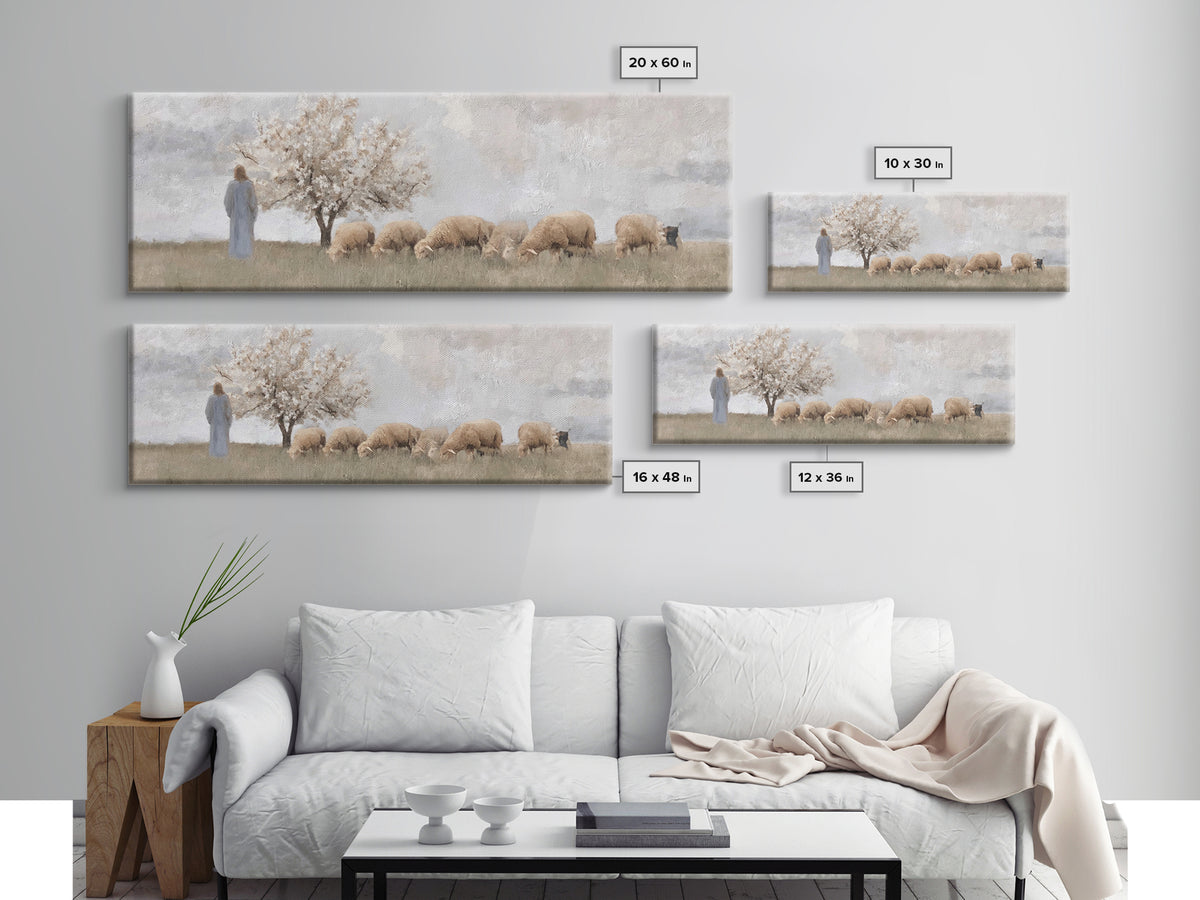 Guiding Orchard Path | Framed Canvas Print | Christian Painting | Panoramic Wall Art | Christian Art Canvas | Christmas Art | Jesus Paintin