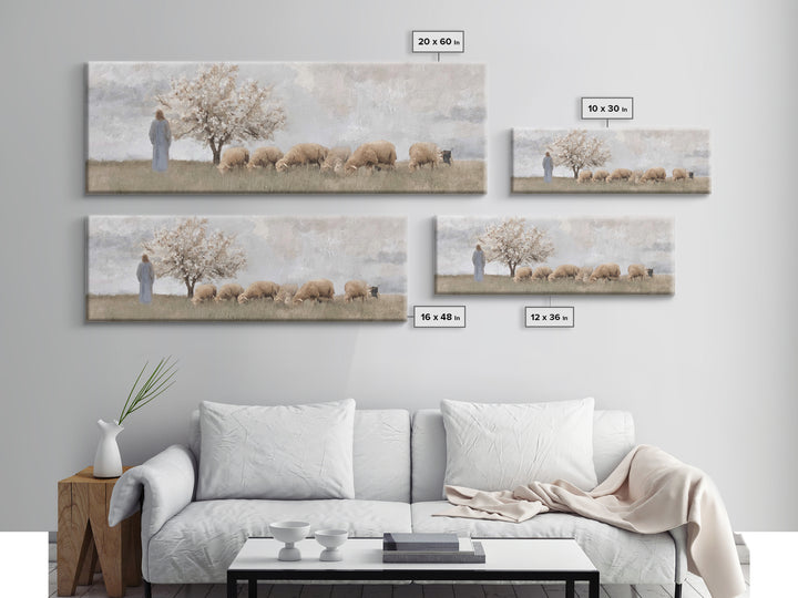 Guiding Orchard Path | Framed Canvas Print | Christian Painting | Panoramic Wall Art | Christian Art Canvas | Christmas Art | Jesus Paintin