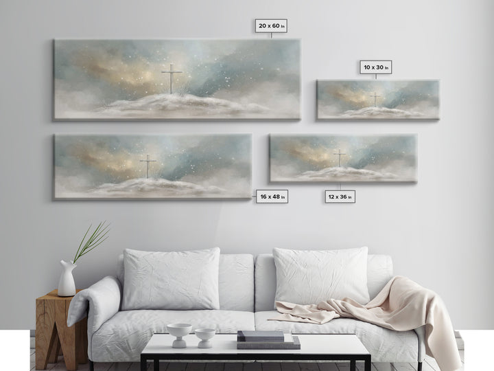 Cross Of Stillness – Framed Canvas Print – Christian Art Print – Panoramic Wall Art – Christmas Art – Christian Decor – Unique Christian Ar
