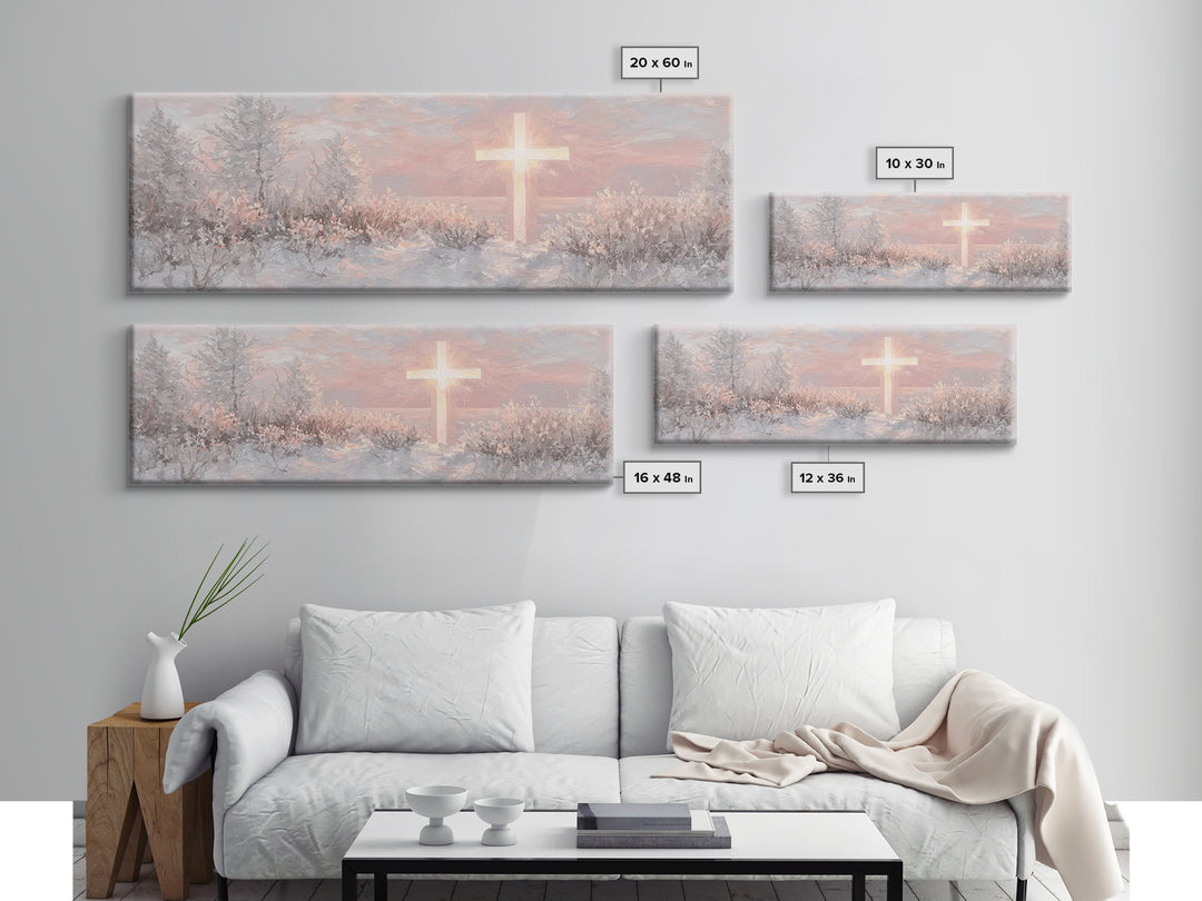 Grace In Winter | Framed Canvas Print | Christian Christmas Art | Panoramic Frame | Christian Art Work | Jesus Painting | Christian Wall Ar