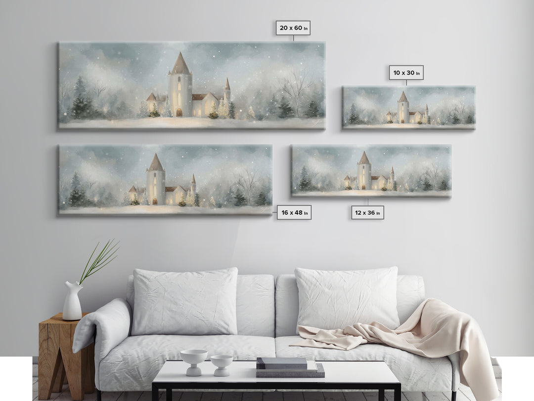 Light Of The Chapel – Framed Canvas Print – Christian Wall Art – Panoramic Painting – Christmas Art – Christian Art Canvas – Christian Deco