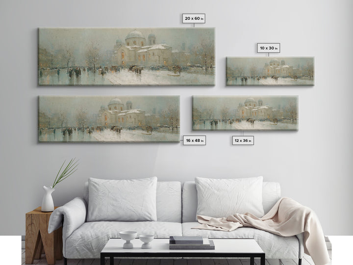 Snowy City Faith, Framed Canvas Print, Christian Art Work, Panoramic Wall Art, Christmas Art Prints, Christian Decor For Home, Modern Chris