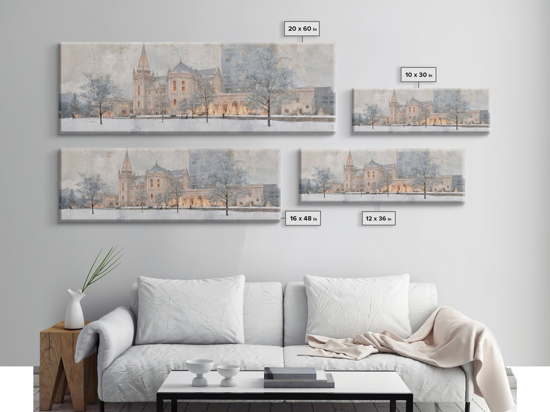 Sanctuary At Dusk - Framed Canvas Print - Christian Art Canvas - Panoramic Frame - Christmas Wall Art - Christian Decoration - Unique Chris