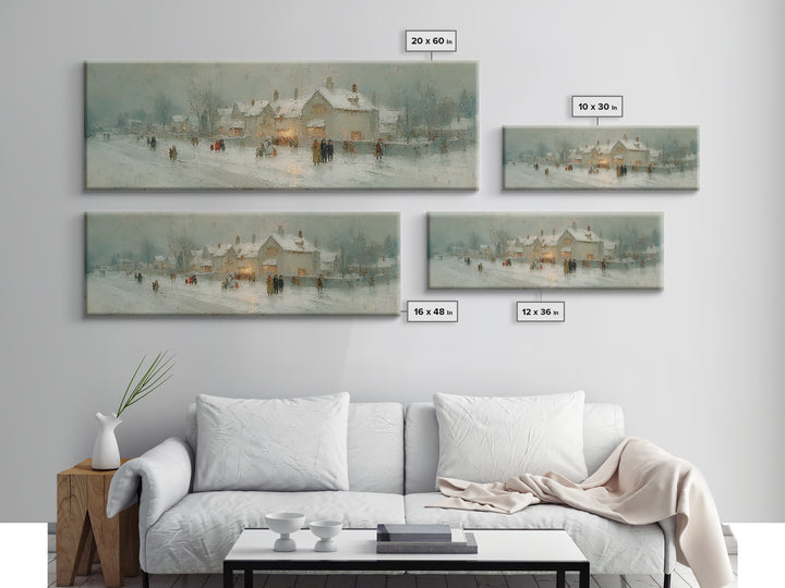 Winter Lane Joy, Framed Canvas Print, Christian Art Canvas, Panoramic Wall Art, Christmas Art Prints, Christian Decor, Moody Christian Art