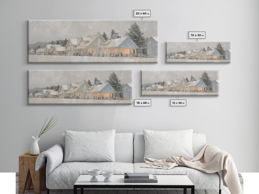 Snowy Hills Harmony, Framed Canvas Print, Christian Art Canvas, Panoramic Print, Christmas Art Prints, Christian Decor For Home, Modern Chr
