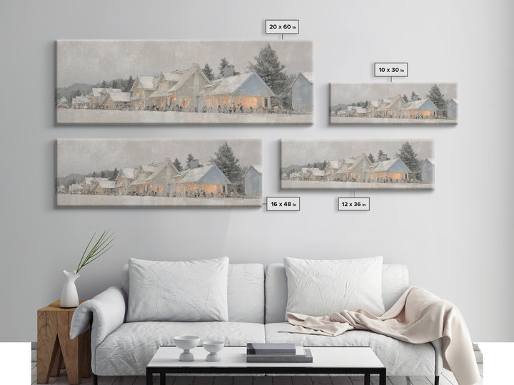 Snowy Hills Harmony, Framed Canvas Print, Christian Art Canvas, Panoramic Print, Christmas Art Prints, Christian Decor For Home, Modern Chr