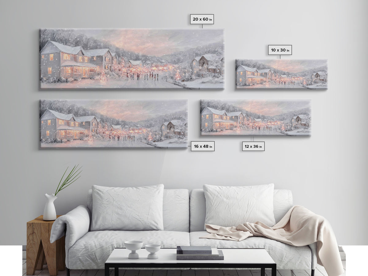 Winter Bethlehem Glow – Framed Canvas Print – Christian Wall Art – Christmas Art Prints – Christian Christmas Art – Panoramic Wall Art – Ch