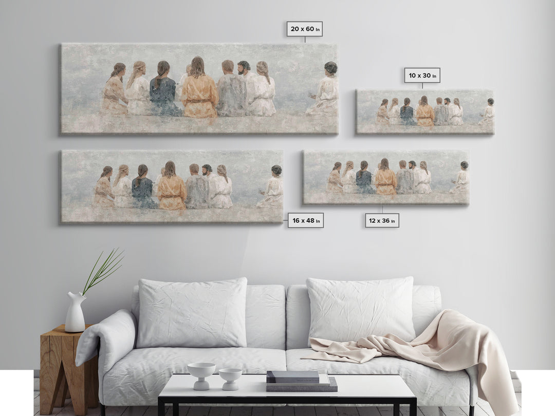 Hallowed Fellowship Peace, Framed Canvas Print, Christian Wall Art, Modern Christian Art, Panoramic Frame, Jesus Art Print, Christian Gift