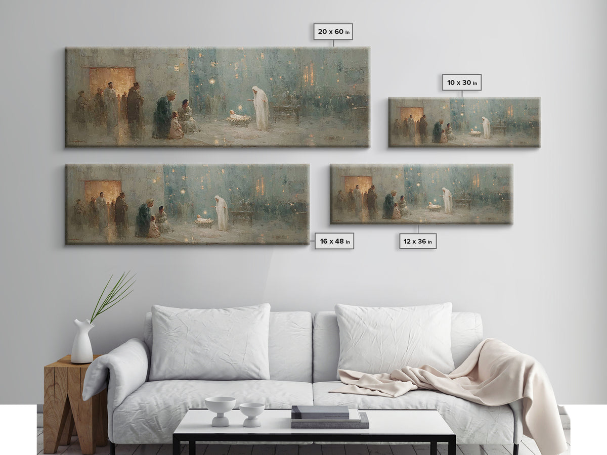 Holy Temple Light | Framed Canvas Print | Panoramic Wall Art | Christian Wall Art | Christian Art Canvas | Christmas Art | Jesus Painting