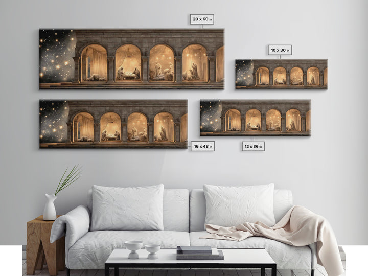 Bethlehem Archway Light - Framed Canvas Print - Panoramic Frame - Christian Art Canvas - Christian Wall Art - Jesus Painting