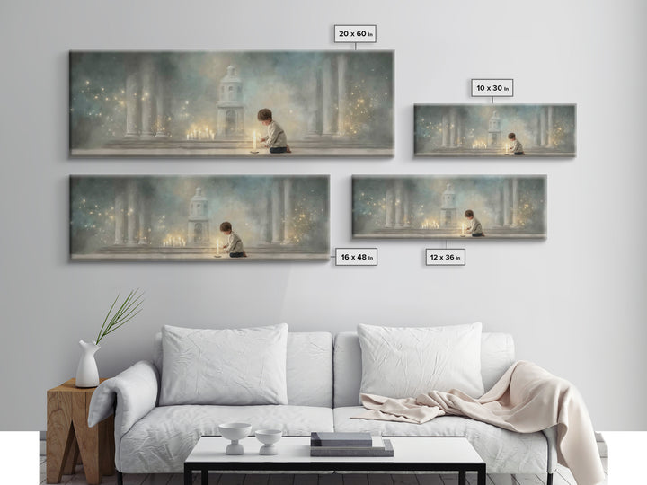 Faithful Candlelight – Framed Canvas Print – Christian Art Canvas – Panoramic Wall Art – Christmas Art – Christian Gift – Modern Christian