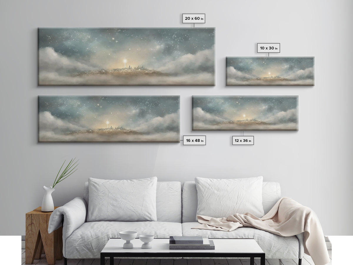 The Guiding Star – Framed Canvas Print – Christian Wall Art – Panoramic Art – Christian Art Canvas – Christmas Art – Jesus Painting
