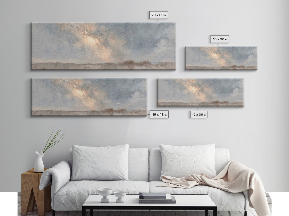 Starry Dawn Hope | Framed Canvas Print | Christian Wall Art | Panoramic Painting | Christian Art Canvas | Christmas Art | Christian Christm