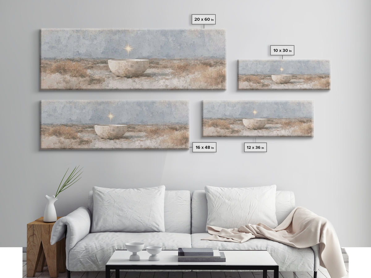 Star Over Promise | Framed Canvas Print | Panoramic Painting | Christian Art Canvas | Christian Christmas Art | Christian Wall Art | Christ