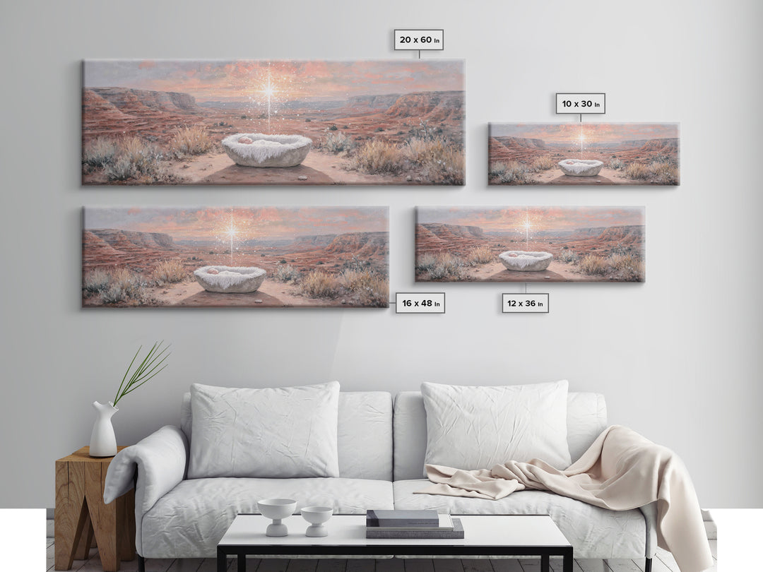Holy Desert Dawn – Framed Canvas Print – Panoramic Wall Art – Christian Art Canvas – Jesus Christmas Art – Christmas Art – Christian Art