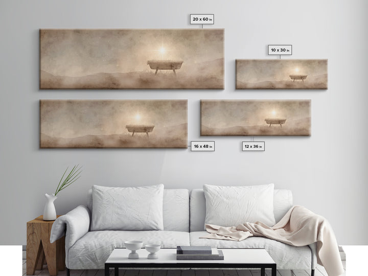 Manger Of Glory – Framed Canvas Print – Panoramic Painting – Christmas Art – Christian Wall Art – Christian Art Canvas – Jesus Christmas Ar
