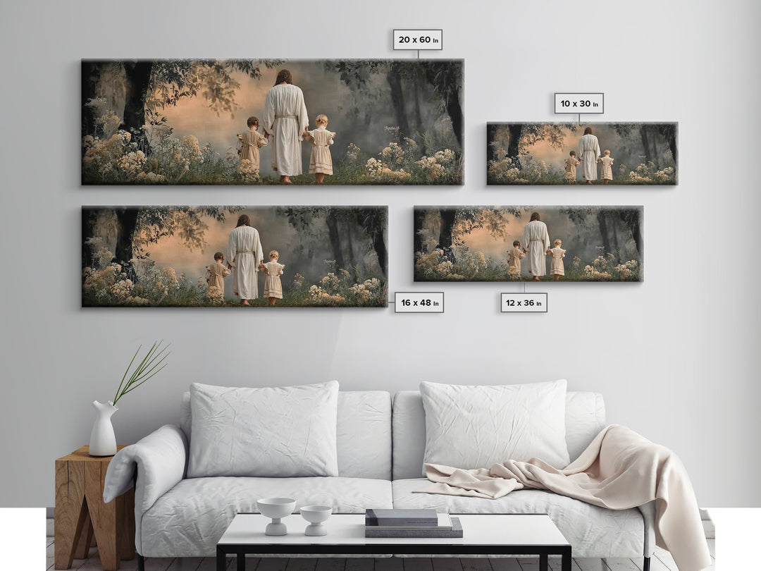 Walking In His Light | Framed Canvas Print | Christian Wall Art | Panoramic Frame | Christian Art Canvas | Christian Art | Christian Gift