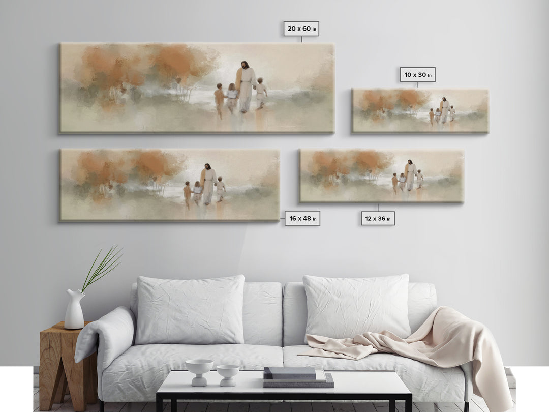 Children Of Grace – Framed Canvas Print – Panoramic Wall Art – Christian Art Canvas – Christian Art – Jesus Painting – Christian Decor