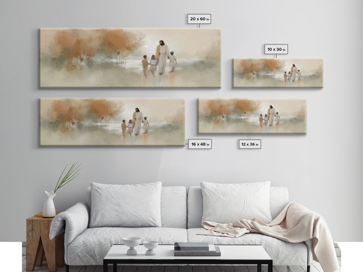 Children Of Grace – Framed Canvas Print – Panoramic Wall Art – Christian Art Canvas – Christian Art – Jesus Painting – Christian Decor