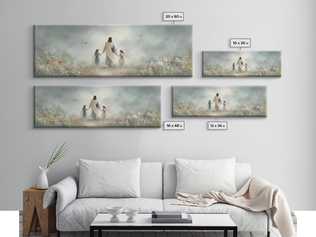 Pathway Of Peace, Framed Canvas Print, Christian Art Canvas, Jesus Painting, Christian Wall Art, Panoramic Wall Art, Christian Christmas Ar