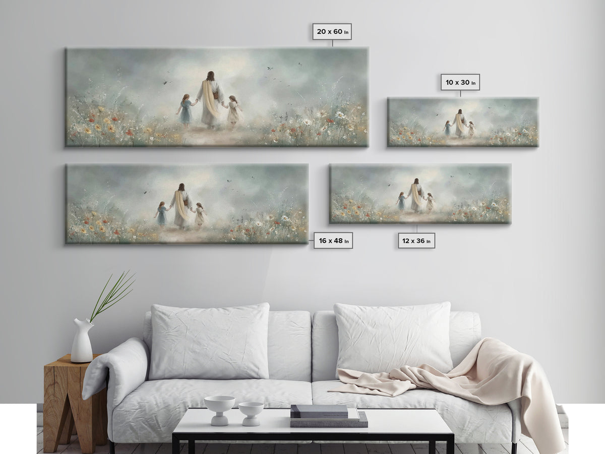 Pathway Of Peace, Framed Canvas Print, Christian Art Canvas, Jesus Painting, Christian Wall Art, Panoramic Wall Art, Christian Christmas Ar