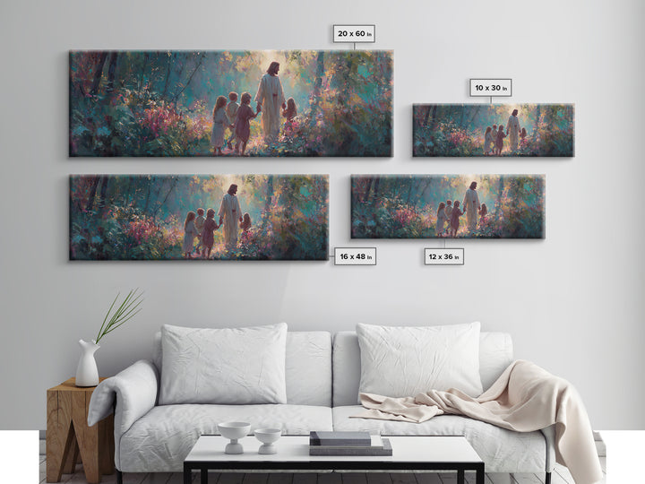 Light In The Garden | Framed Canvas Print | Christian Wall Art | Christian Art Canvas | Jesus Painting | Panoramic Painting | Christian Chr