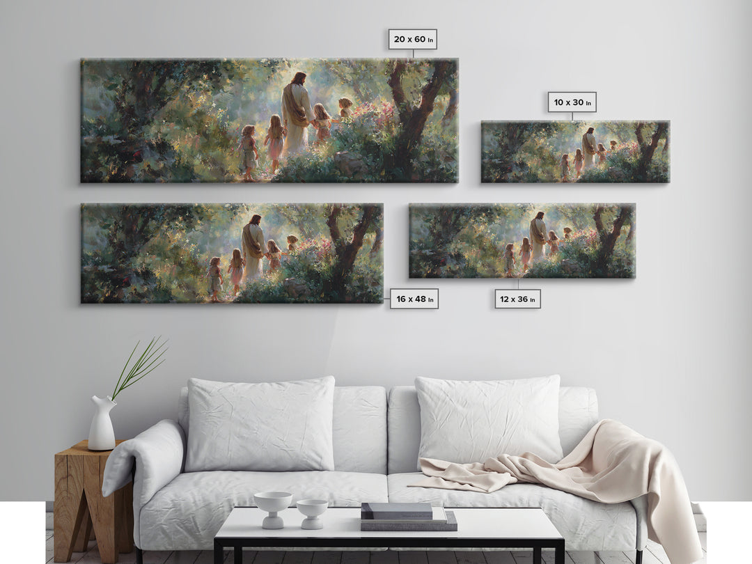 Garden Of Grace – Framed Canvas Print – Christian Art Canvas – Christian Wall Art – Jesus Painting – Panoramic Wall Art – Christian Christm