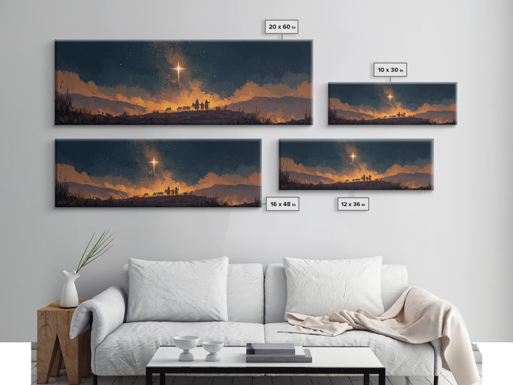 Holy Night Horizon | Framed Canvas Print | Christian Wall Art | Panoramic Painting | Christmas Art | Christian Art Canvas | Christian Chris