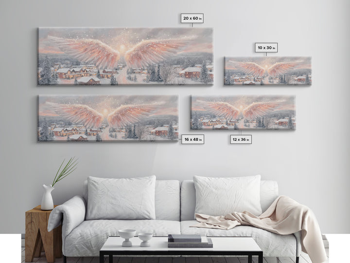 Angel Of Peace – Framed Canvas Print – Christian Wall Art – Panoramic Frame – Christian Art Print – Christmas Art – Christian Decorations