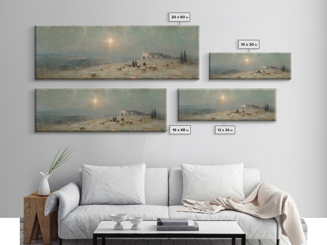Glory In The Fields – Framed Canvas Print – Panoramic Print – Christian Art Canvas – Christmas Art – Christian Wall Art – Christian Christm