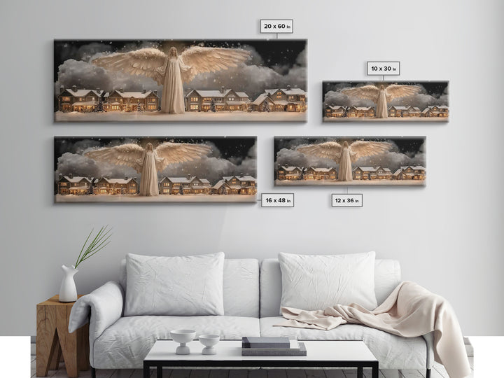 Wings Of Dawn, Framed Canvas Print, Christian Art Canvas, Panoramic Painting, Christmas Art, Christian Art Gift, Unique Christian Art